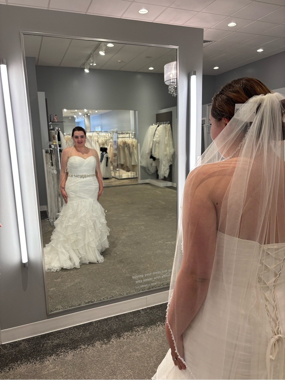 Strapless White mermaid Ruffled Bridal Gown